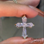 Baguette Lab Grown Diamond Cross Necklace: 14K White Gold Pendant