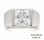 Princess Cut Lab Grown Diamond Men's Ring, White Gold Solitaire Engagement Ring, Signet Ring, Wedding Band Gift For Him