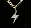 Diamond Lightning Bolt Pendant Necklace, Lightning Charm Necklace, Gold Diamond Thunderbolt Pendant, Minimalist Statement Jewelry Gift for Her Him