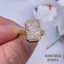 4.00CT Radiant Lab Grown Diamond Ring: Yellow Gold Bezel Trellis Setting