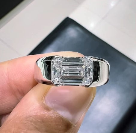 2.50CT Emerald Cut Lab Grown Diamond Men's Ring 10KT White Gold Engagement Band Main image