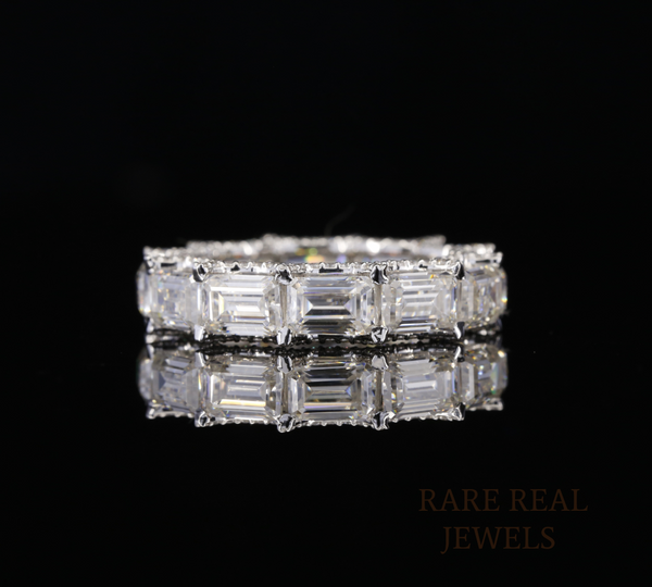 Emerald Cut Diamond Eternity Band, Lab Grown Diamond Wedding Ring, Full Eternity Band, Baguette Style Diamond Ring, Anniversary Ring