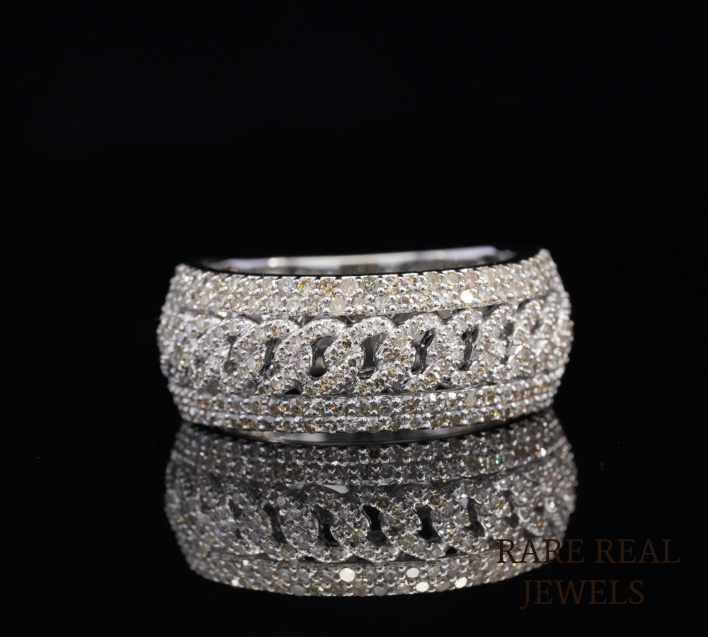 Wide Diamond Band Ring, Luxury Pave Diamond Wedding Band, Multi Row Diamond Ring, Statement Eternity Band, Bridal Ring, Anniversary Gift