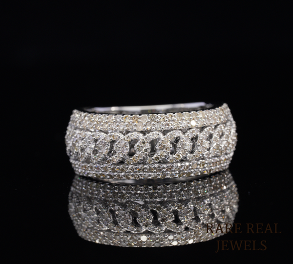 Wide Diamond Band Ring, Luxury Pave Diamond Wedding Band, Multi Row Diamond Ring, Statement Eternity Band, Bridal Ring, Anniversary Gift