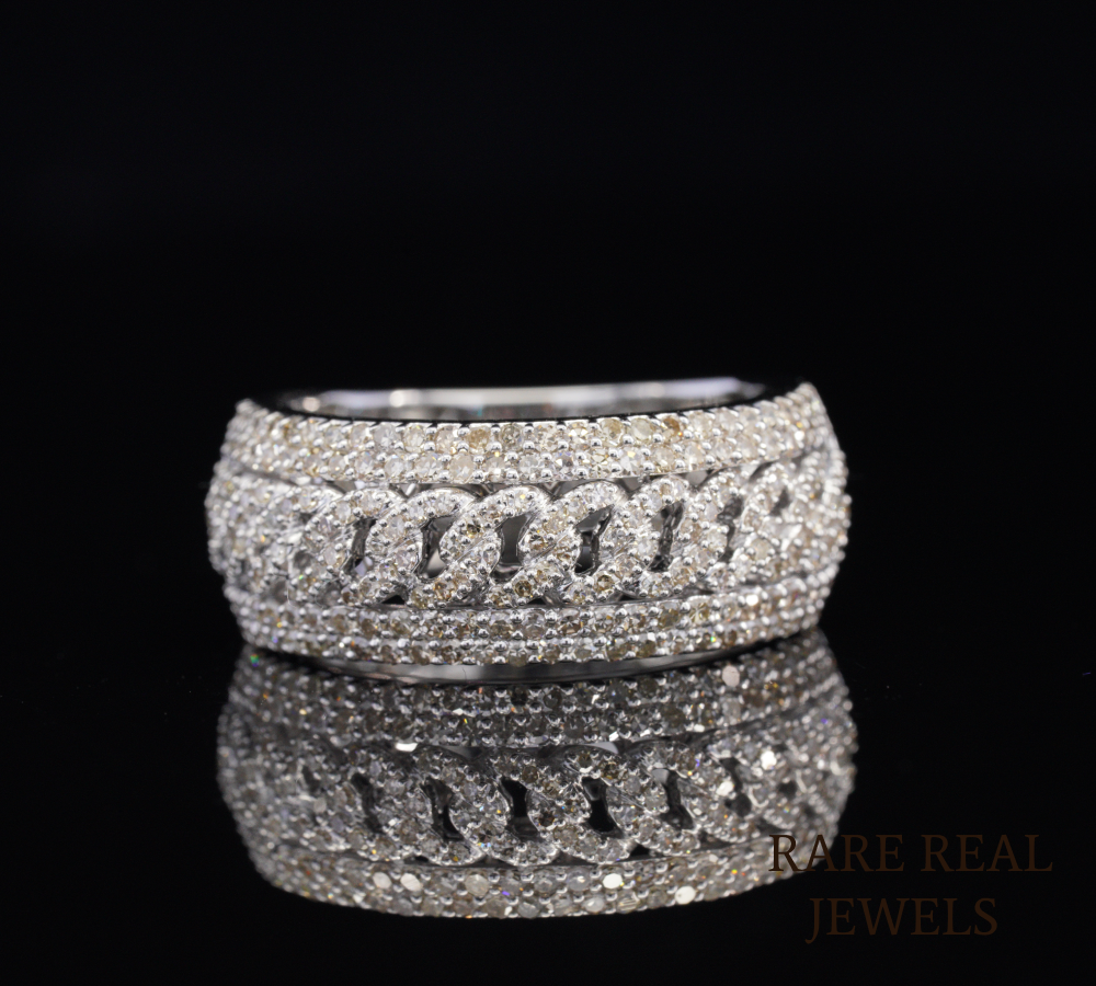 Wide Diamond Band Ring, Luxury Pave Diamond Wedding Band, Multi Row Diamond Ring, Statement Eternity Band, Bridal Ring, Anniversary Gift