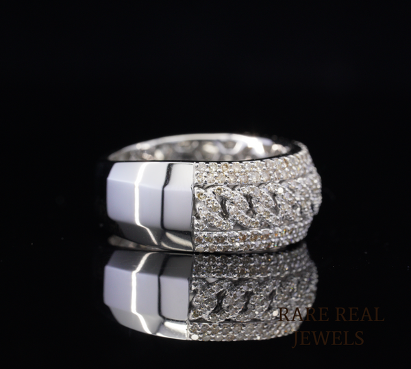 Wide Diamond Band Ring, Luxury Pave Diamond Wedding Band, Multi Row Diamond Ring, Statement Eternity Band, Bridal Ring, Anniversary Gift