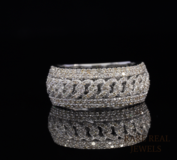 Wide Diamond Band Ring, Luxury Pave Diamond Wedding Band, Multi Row Diamond Ring, Statement Eternity Band, Bridal Ring, Anniversary Gift