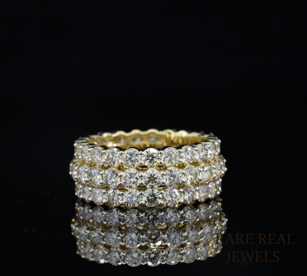 Triple Row Diamond Band Ring, Three Row Pave Diamond Wedding Band, Wide Diamond Eternity Ring, Luxury Bridal Band, Statement Ring