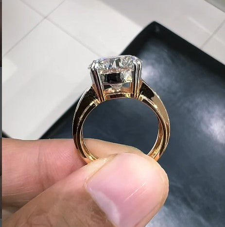 7.00 CT Round Cut Lab Grown Diamond Solitaire Ring, 14K Yellow Gold Engagement Ring, Statement Diamond Ring, IGI Certified Secondary image