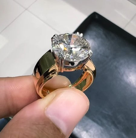 7.00 CT Round Cut Lab Grown Diamond Solitaire Ring, 14K Yellow Gold Engagement Ring, Statement Diamond Ring, IGI Certified