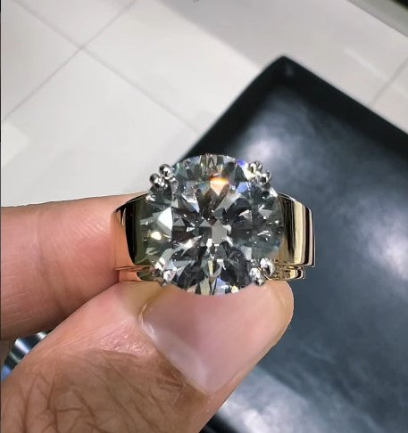 7.00 CT Round Cut Lab Grown Diamond Solitaire Ring, 14K Yellow Gold Engagement Ring, Statement Diamond Ring, IGI Certified Main image