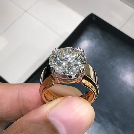 7.00 CT Round Cut Lab Grown Diamond Solitaire Ring, 14K Yellow Gold Engagement Ring, Statement Diamond Ring, IGI Certified