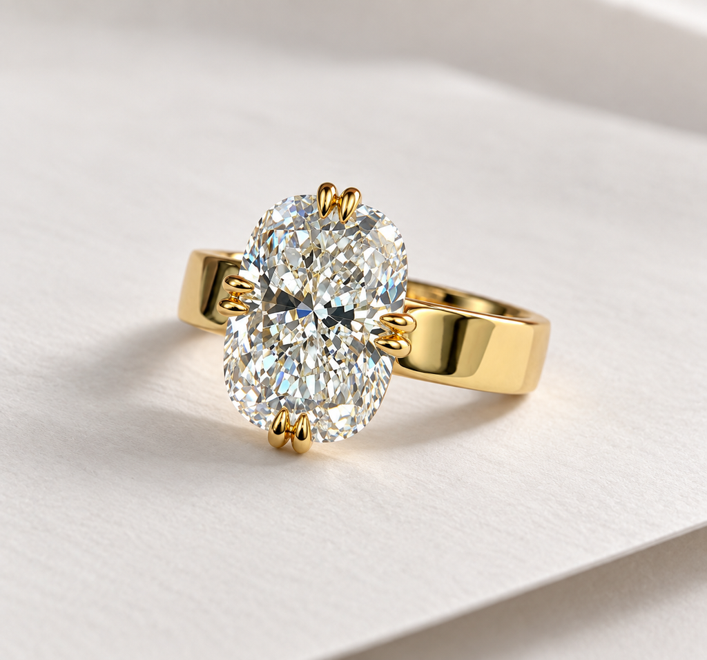 Radiant Cut Lab Grown Diamond Engagement Ring, Solitaire Yellow Gold Ring, Bridal Ring, Proposal Ring, Wedding Gift For Her