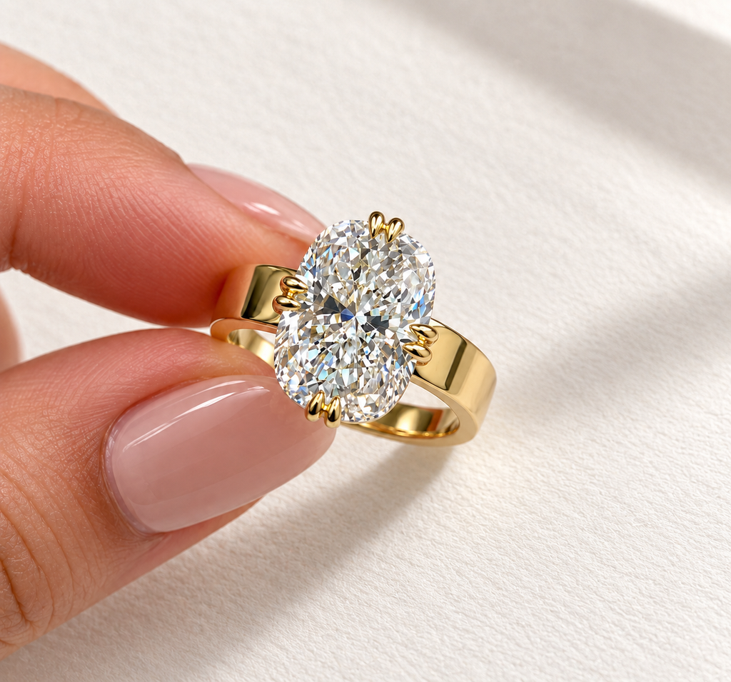 Radiant Cut Lab Grown Diamond Engagement Ring, Solitaire Yellow Gold Ring, Bridal Ring, Proposal Ring, Wedding Gift For Her