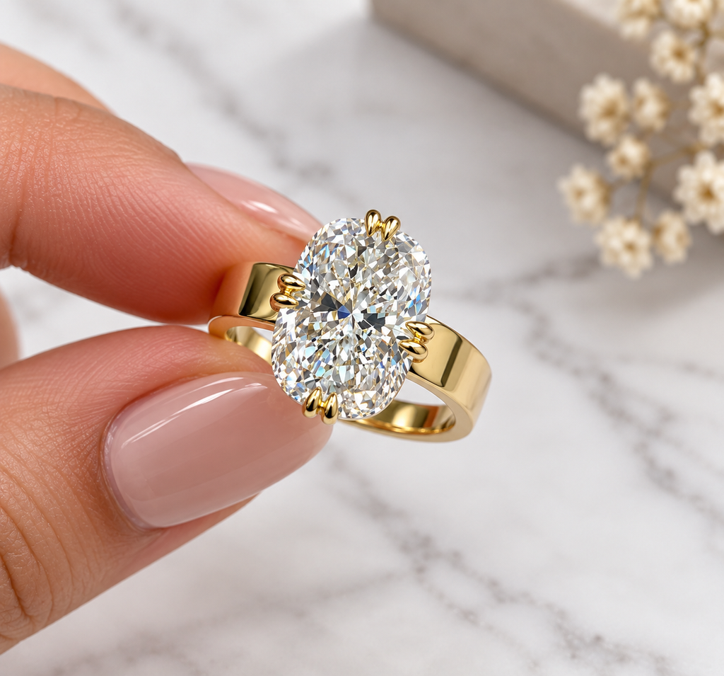 Radiant Cut Lab Grown Diamond Engagement Ring, Solitaire Yellow Gold Ring, Bridal Ring, Proposal Ring, Wedding Gift For Her