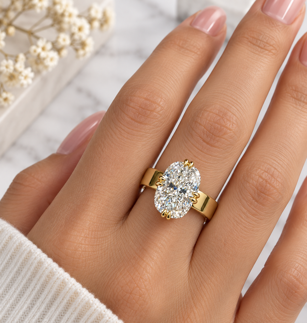 Radiant Cut Lab Grown Diamond Engagement Ring, Solitaire Yellow Gold Ring, Bridal Ring, Proposal Ring, Wedding Gift For Her