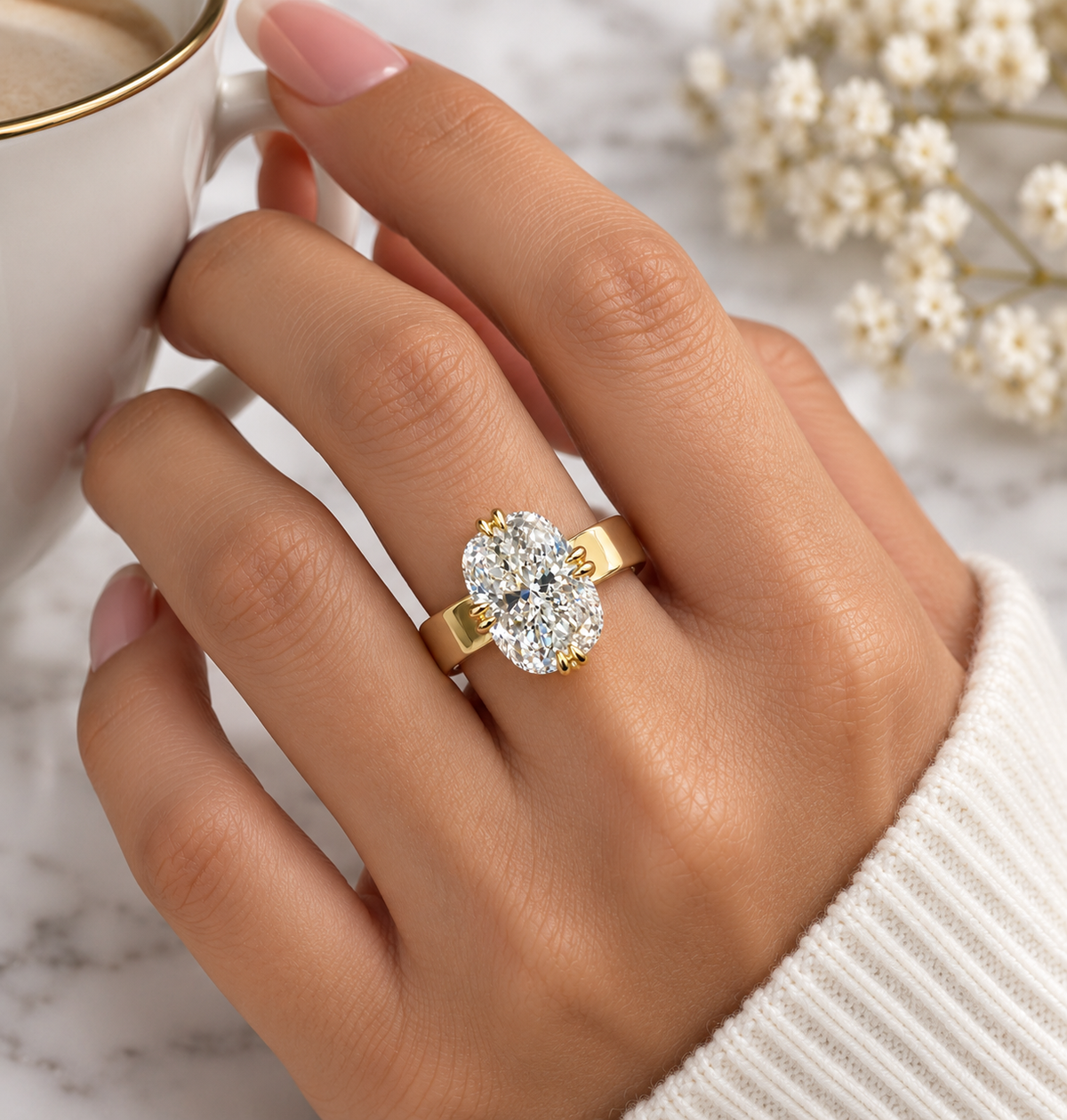 Radiant Cut Lab Grown Diamond Engagement Ring, Solitaire Yellow Gold Ring, Bridal Ring, Proposal Ring, Wedding Gift For Her