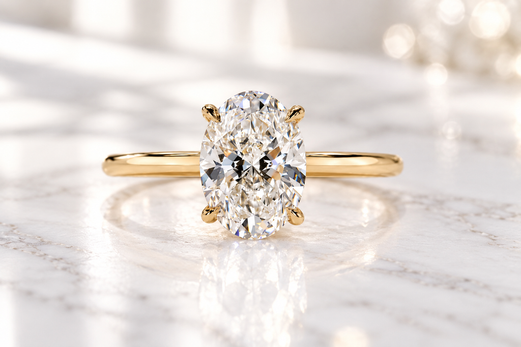 2 CT Oval Cut Lab Grown Diamond Engagement Ring, Yellow Gold Solitaire, Bridal Jewelry, Proposal Gift For Her