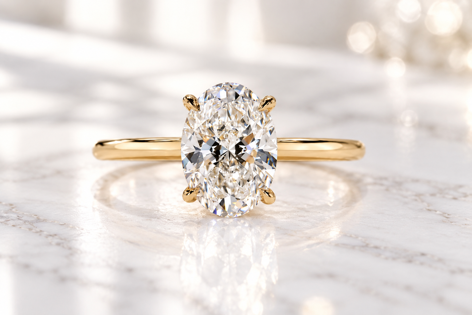 2 CT Oval Cut Lab Grown Diamond Engagement Ring, Yellow Gold Solitaire, Bridal Jewelry, Proposal Gift For Her