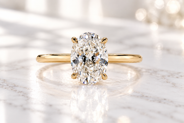 2 CT Oval Cut Lab Grown Diamond Engagement Ring, Yellow Gold Solitaire, Bridal Jewelry, Proposal Gift For Her