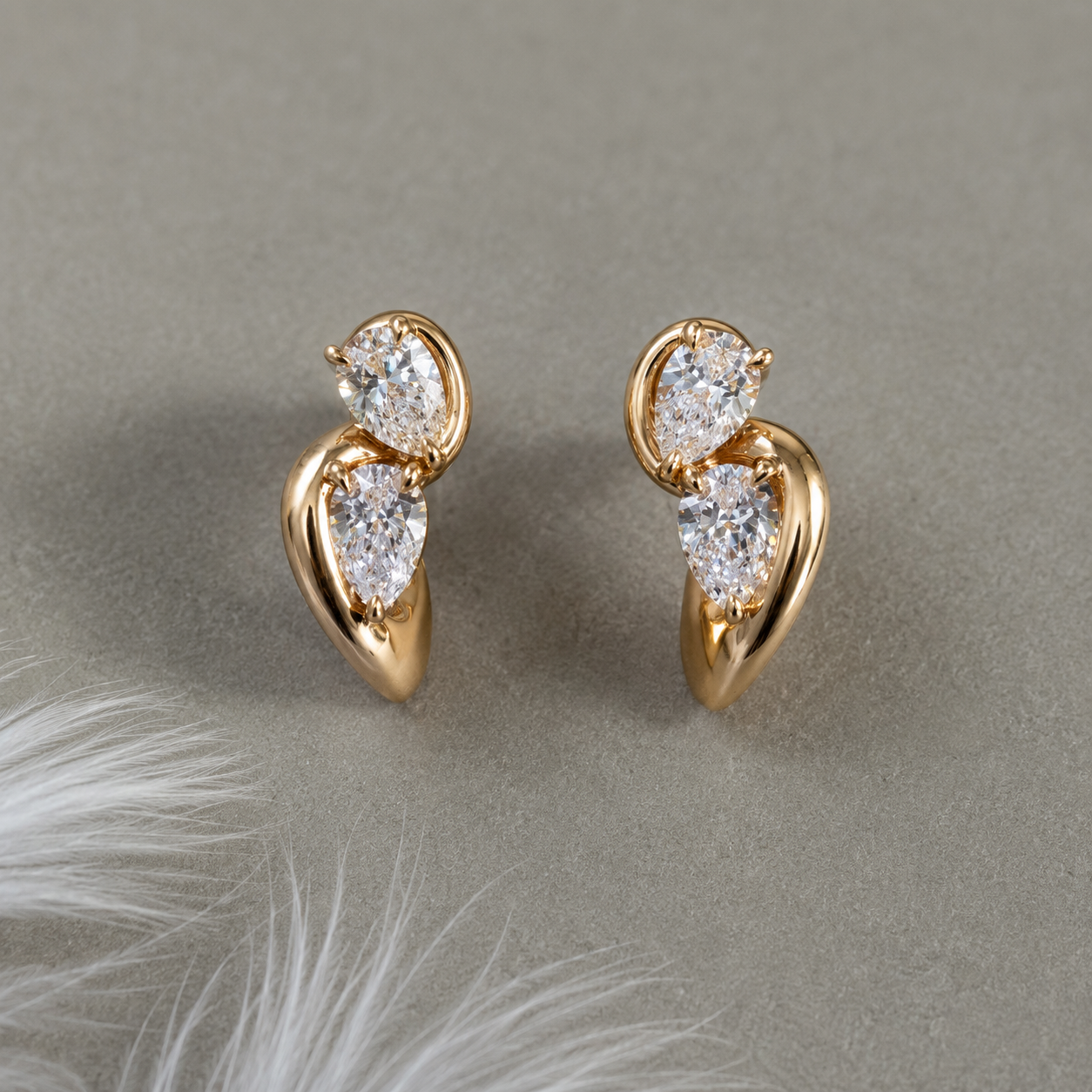 Pear Diamond Stud Earrings, 14K Yellow Gold Lab Grown Diamond Earrings, Modern Teardrop Earrings, Minimalist Bridal Jewelry Gift