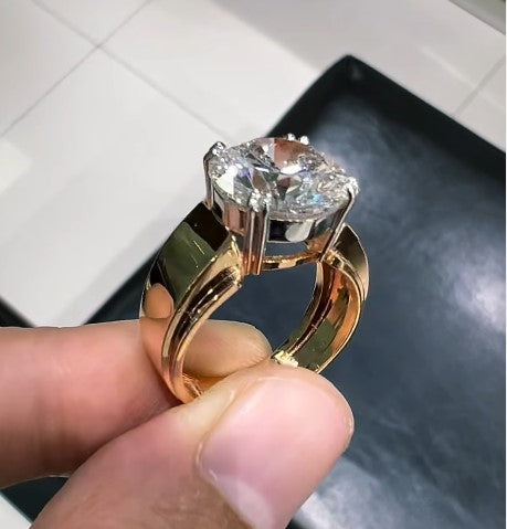 7.00 CT Round Cut Lab Grown Diamond Solitaire Ring, 14K Yellow Gold Engagement Ring, Statement Diamond Ring, IGI Certified