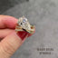 Pear Cut Lab Grown Diamond Ring: Twisted Band Yellow Gold Bridal Set