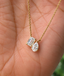 Emerald & Pear Cut Lab Grown Diamond Necklace, Two Stone Diamond Pendant, Yellow Gold Minimalist Necklace For Her