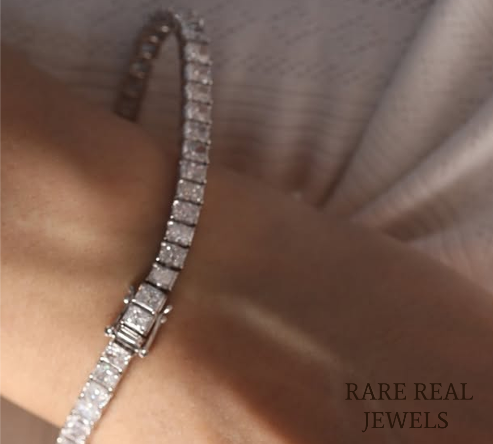 Radiant Cut Lab Grown Diamond Tennis Bracelet in Platinum | Classic Diamond Tennis Bracelet