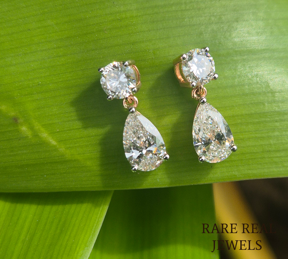 Pear Cut Diamond Drop Earrings, Lab Grown Diamond Stud Earrings, 14K Gold Dangle Earrings, Luxury Bridal Jewelry, Elegant Gift For Her