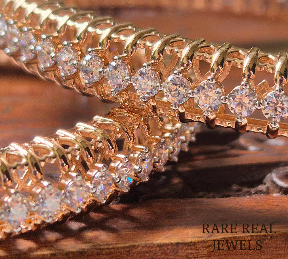 18K Rose Gold Lab Grown Diamond Tennis Bangle Bracelet, 13.50 CT Diamond Cuff Bracelet, Luxury Diamond Bracelet for Women