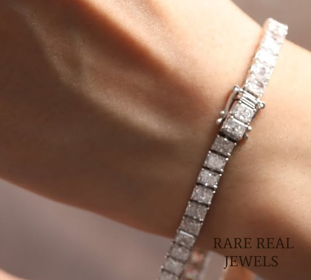 Radiant Cut Lab Grown Diamond Tennis Bracelet in Platinum | Classic Diamond Tennis Bracelet