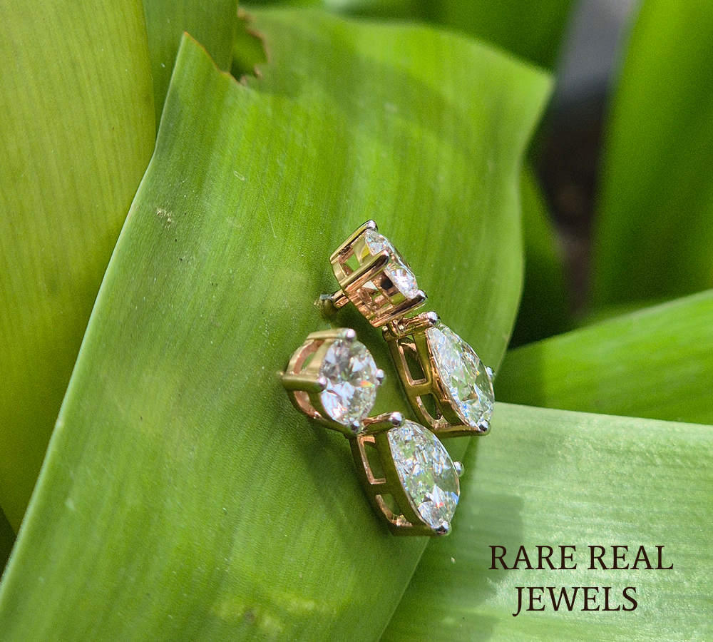 Pear Cut Diamond Drop Earrings, Lab Grown Diamond Stud Earrings, 14K Gold Dangle Earrings, Luxury Bridal Jewelry, Elegant Gift For Her
