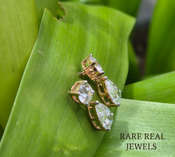 Pear Cut Diamond Drop Earrings, Lab Grown Diamond Stud Earrings, 14K Gold Dangle Earrings, Luxury Bridal Jewelry, Elegant Gift For Her