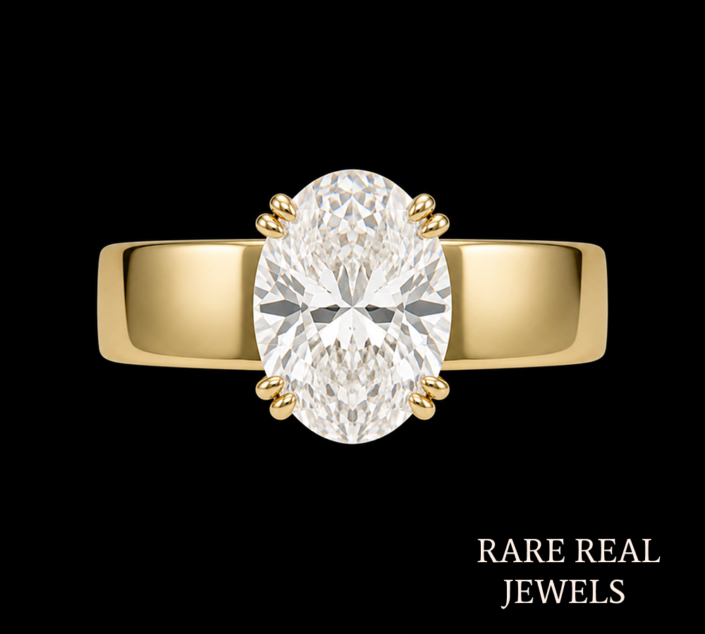 3 CT Oval Cut Lab Grown Diamond Engagement Ring | 14K Yellow Gold Solitaire Ring | Hidden Basket Proposal Ring | Bridal Jewelry Gift Secondary image