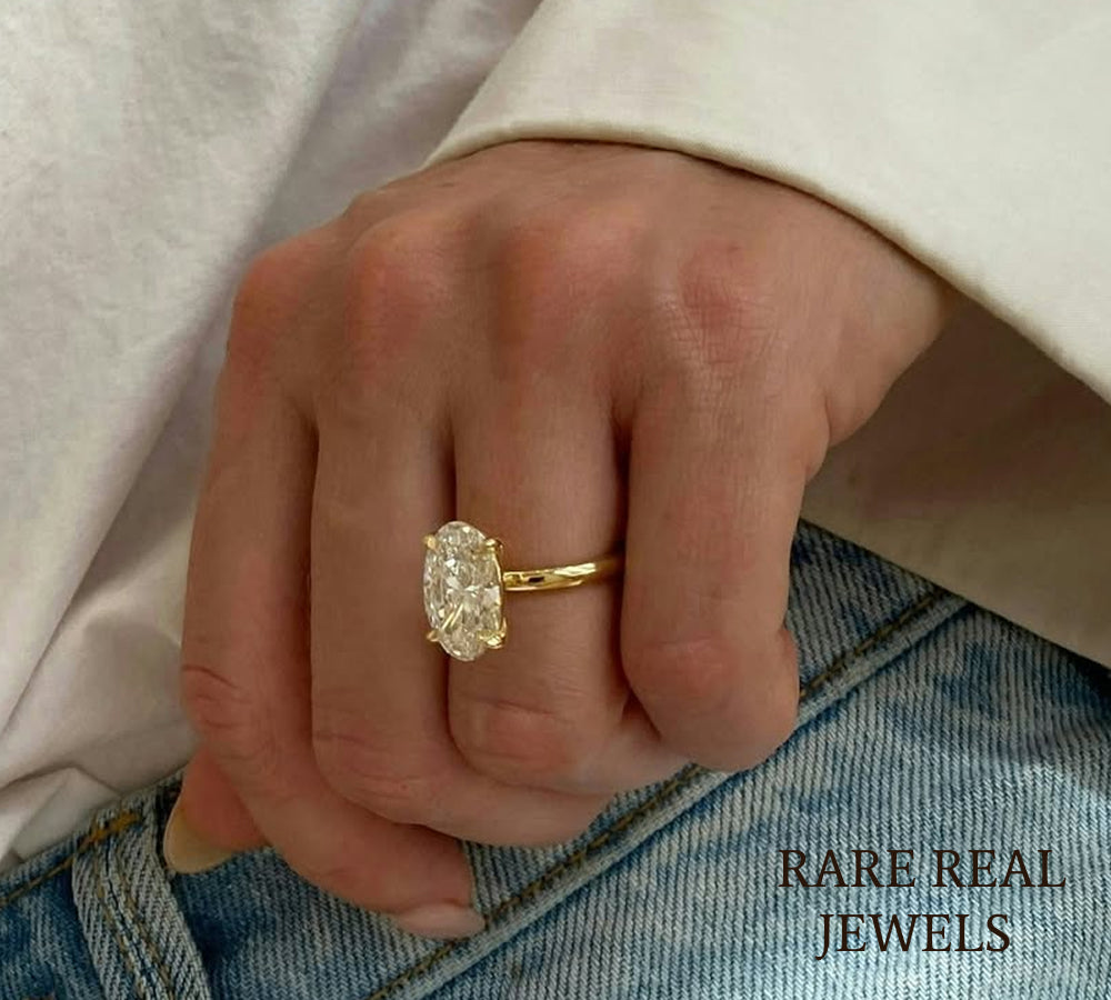 3.00 CT Oval Cut Solitaire Diamond Engagement Ring, 14K Yellow Gold Ring, Minimalist Bridal Ring, Anniversary Gift Main image