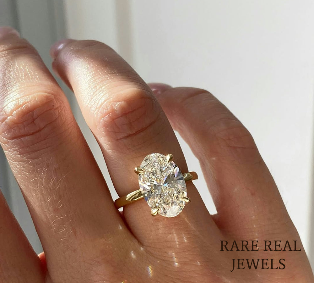 3.00 CT Oval Cut Solitaire Diamond Engagement Ring, 14K Yellow Gold Ring, Minimalist Bridal Ring, Anniversary Gift Secondary image