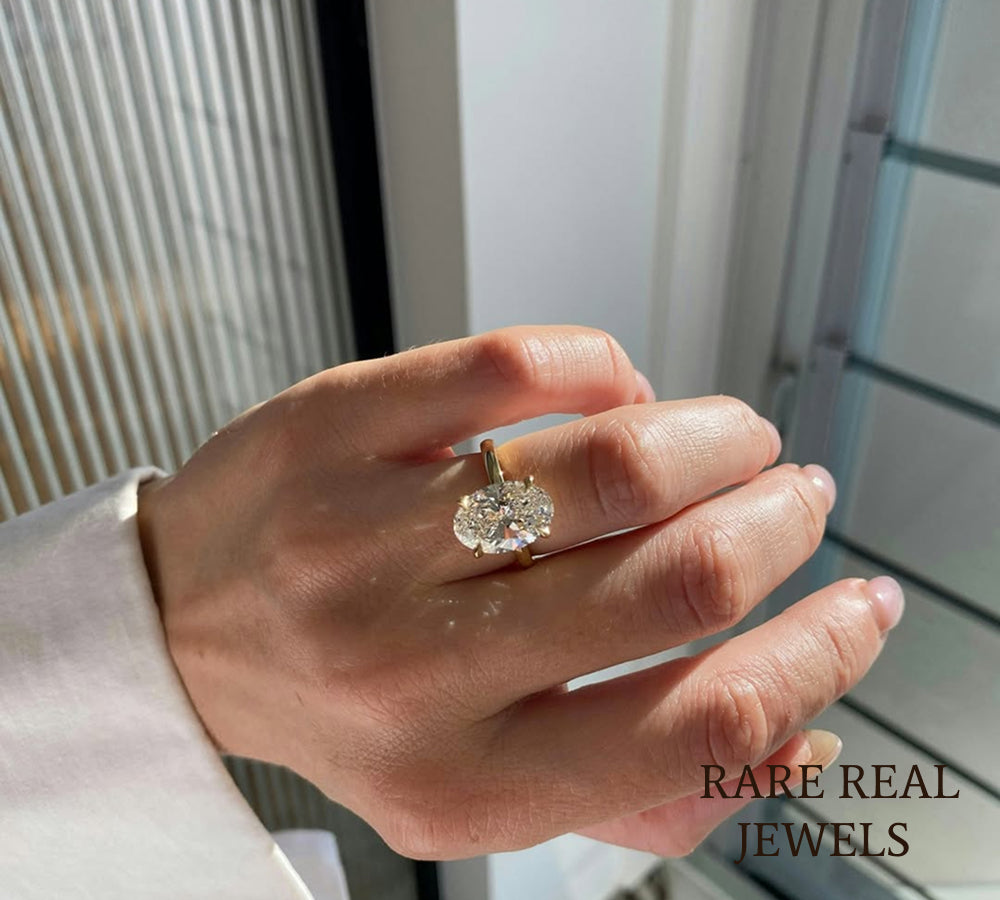 3.00 CT Oval Cut Solitaire Diamond Engagement Ring, 14K Yellow Gold Ring, Minimalist Bridal Ring, Anniversary Gift