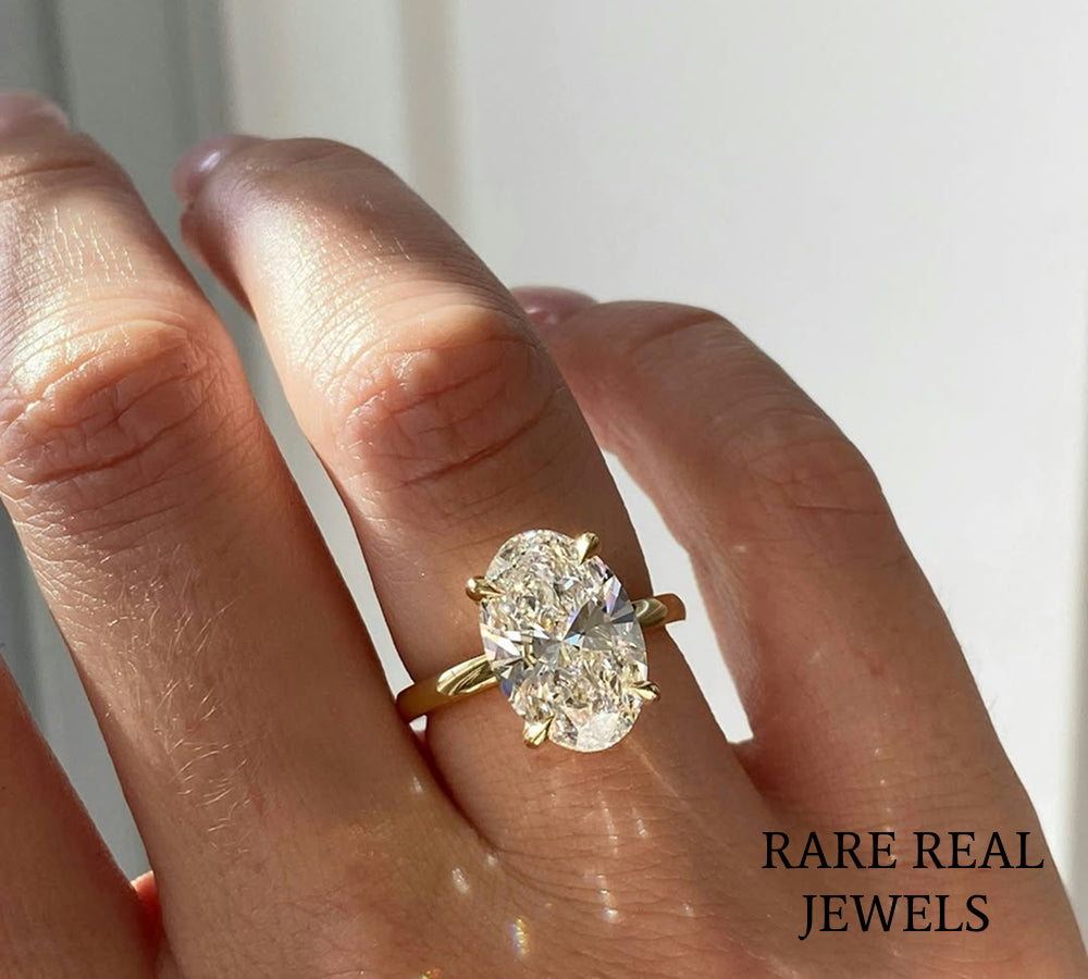 3.00 CT Oval Cut Solitaire Diamond Engagement Ring, 14K Yellow Gold Ring, Minimalist Bridal Ring, Anniversary Gift
