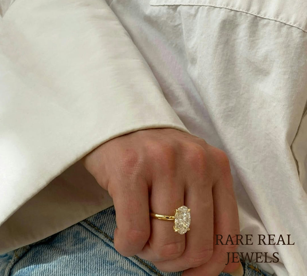 3.00 CT Oval Cut Solitaire Diamond Engagement Ring, 14K Yellow Gold Ring, Minimalist Bridal Ring, Anniversary Gift