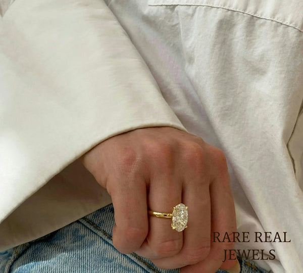 3.00 CT Oval Cut Solitaire Diamond Engagement Ring, 14K Yellow Gold Ring, Minimalist Bridal Ring, Anniversary Gift