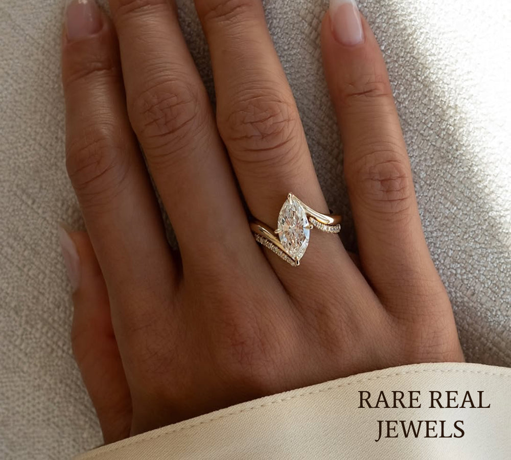 Marquise Cut Diamond Engagement Ring, 14K Yellow Gold Bypass Ring, Minimalist Bridal Ring, Marquise Solitaire, Anniversary Gift Secondary image