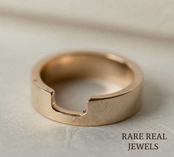Curved Diamond Wedding Band, 14K Yellow Gold Bezel Diamond Ring, Lab Diamond Contour Band, Stackable Bridal Ring