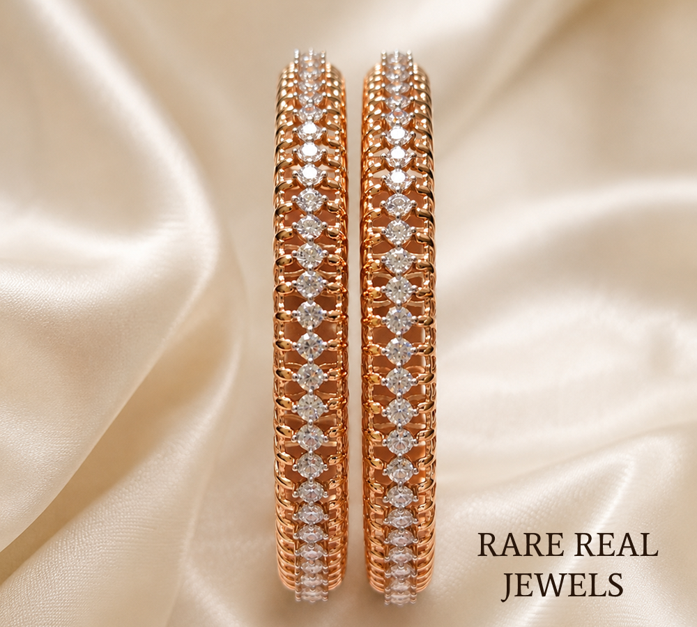 18K Rose Gold Lab Grown Diamond Tennis Bangle Bracelet, 13.50 CT Diamond Cuff Bracelet, Luxury Diamond Bracelet for Women Main image