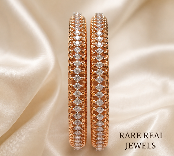 18K Rose Gold Lab Grown Diamond Tennis Bangle Bracelet, 13.50 CT Diamond Cuff Bracelet, Luxury Diamond Bracelet for Women