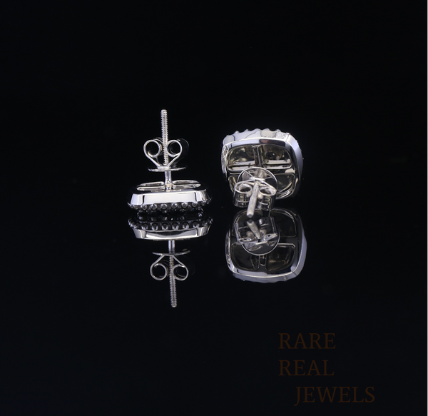 Cushion Halo Diamond Stud Earrings, Lab Grown Diamond Cluster Earrings, White Gold Stud Earrings, Everyday Diamond Earrings