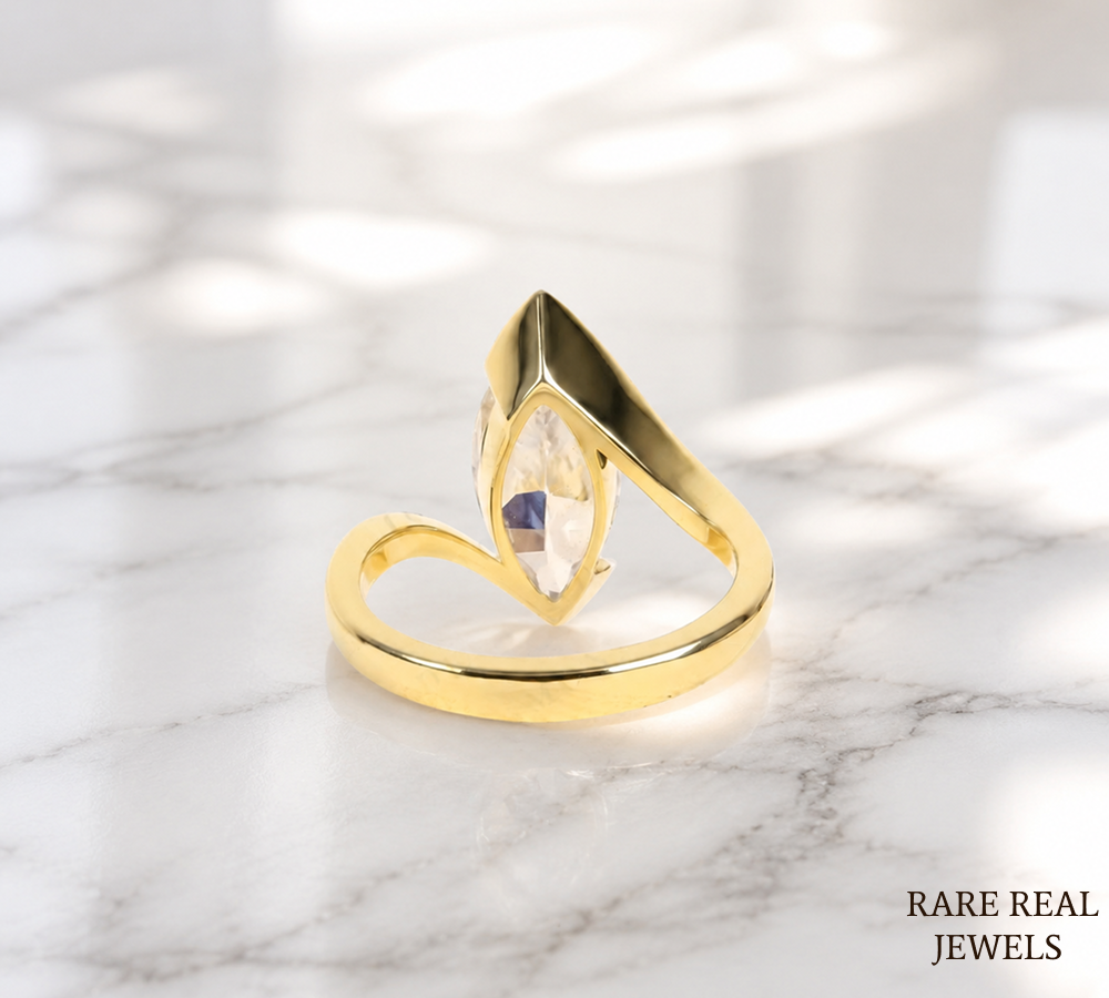 Marquise Diamond Engagement Ring, Yellow Gold Solitaire Ring, Bridal Ring, Proposal Ring, Wedding Ring, Gift for Her