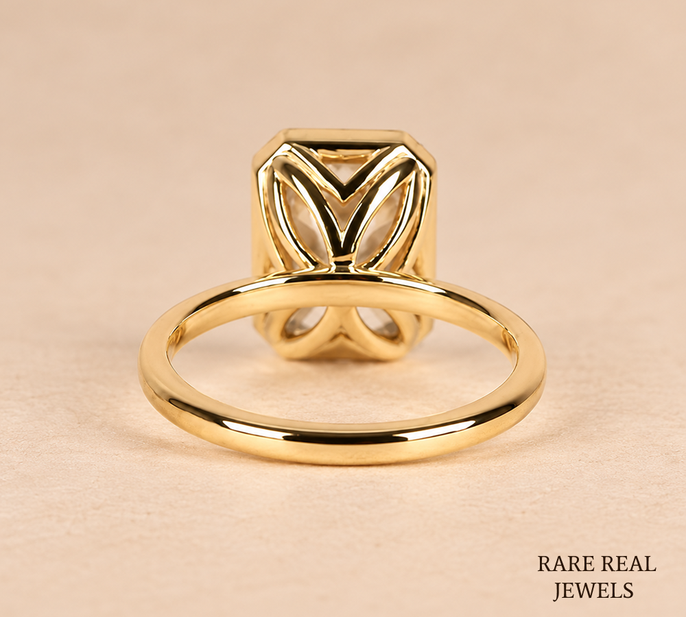 Radiant Cut Bezel Engagement Ring, Solitaire Diamond Ring, Yellow Gold Bridal Ring, Modern Proposal Ring, Gift For Her