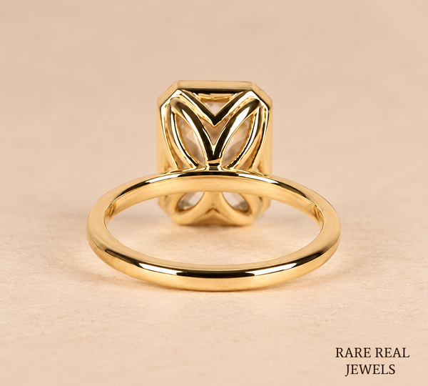 Radiant Cut Bezel Engagement Ring, Solitaire Diamond Ring, Yellow Gold Bridal Ring, Modern Proposal Ring, Gift For Her