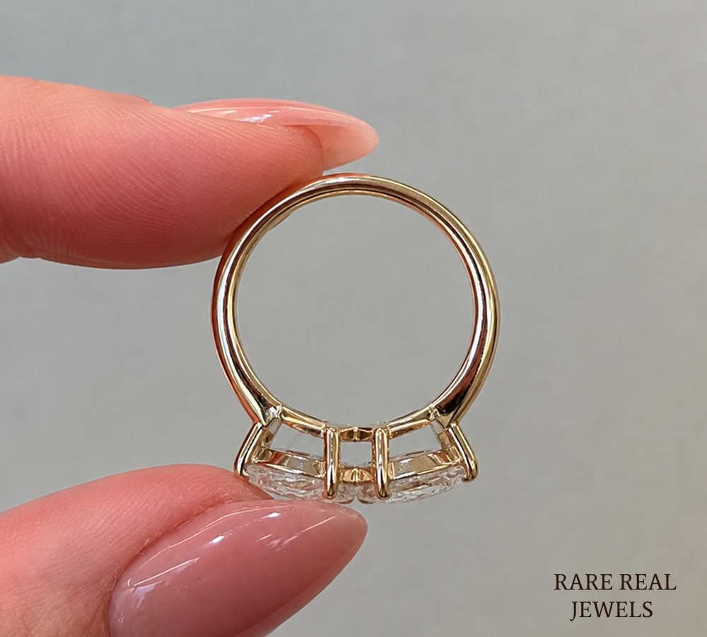 Pear & Oval Cut Lab Grown Diamond Toi et Moi Engagement Ring, 14K Yellow Gold Two Stone Bridal Ring